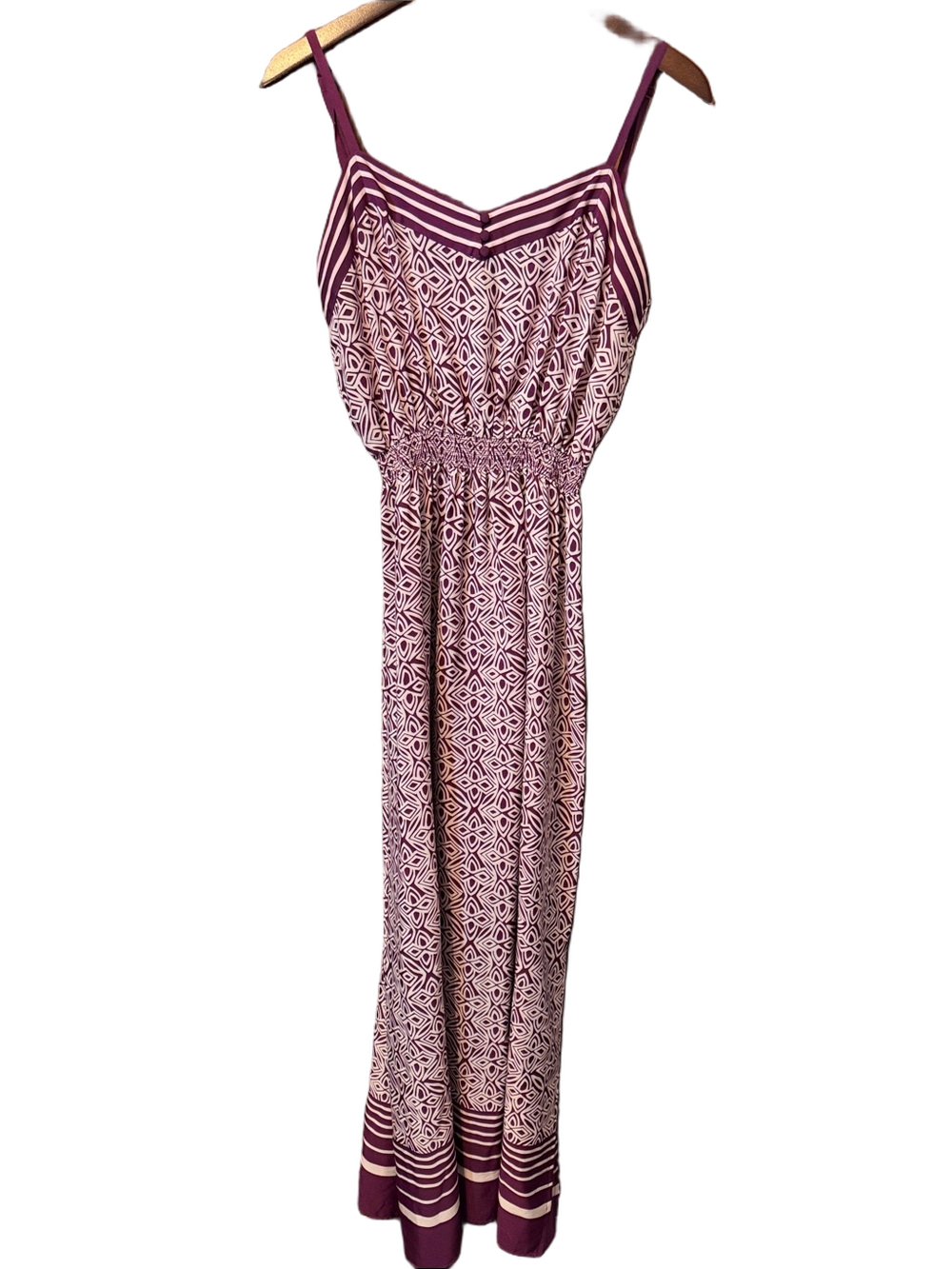 LOFT Purple Printed Spaghetti-Strap Maxi Dress